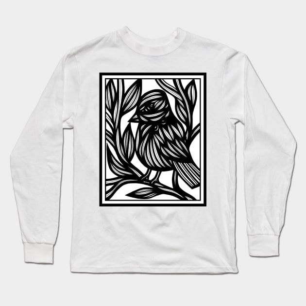 Black and White, Art Print, Illustration Bird, Wall Art, Art Print Birds, Bird Artwork,  Fine Art Drawings Long Sleeve T-Shirt by 631Art